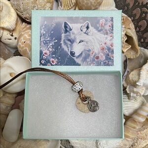 Silver Pawprint and Beachstone Pendant Necklace